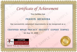 HIPAA Privacy Security Training Certificate