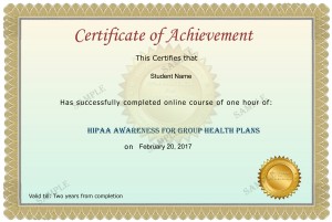 Group Health Plans Sample certificate