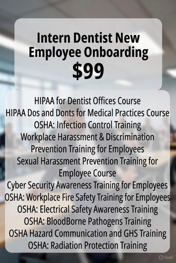 Intern Dentist New Employee Onboarding Package